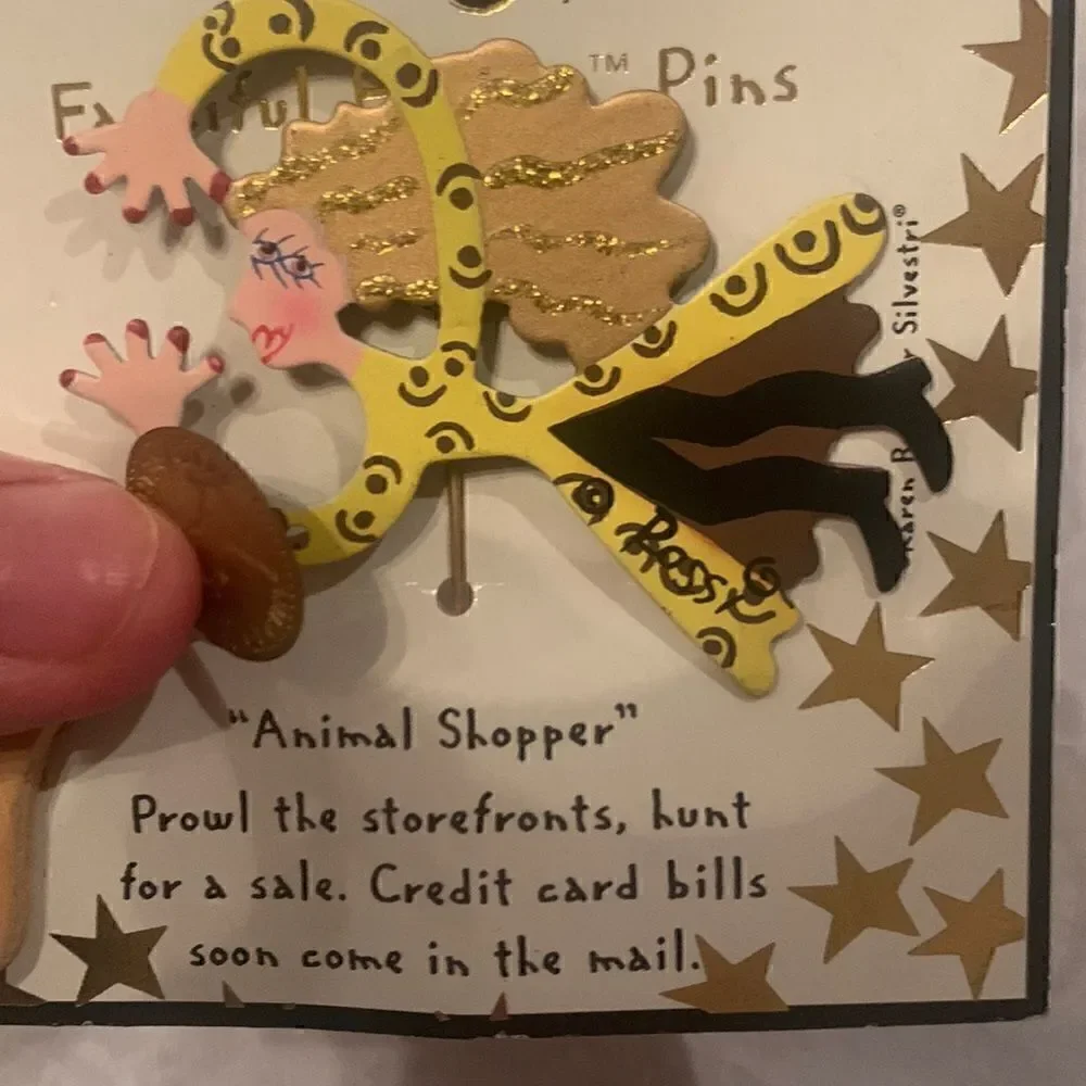 Karen Rossi Fanciful Flights Animal Shopper Lapel Pin